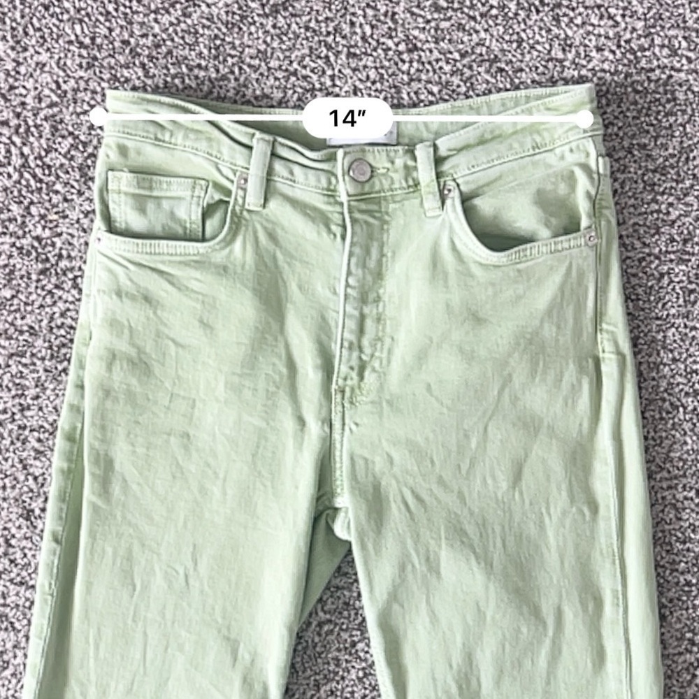 Zara High Rise KickFlare Jeans – Soft Girl 
Pastel Retro Style - Pistachio Green - Picture 10 of 11